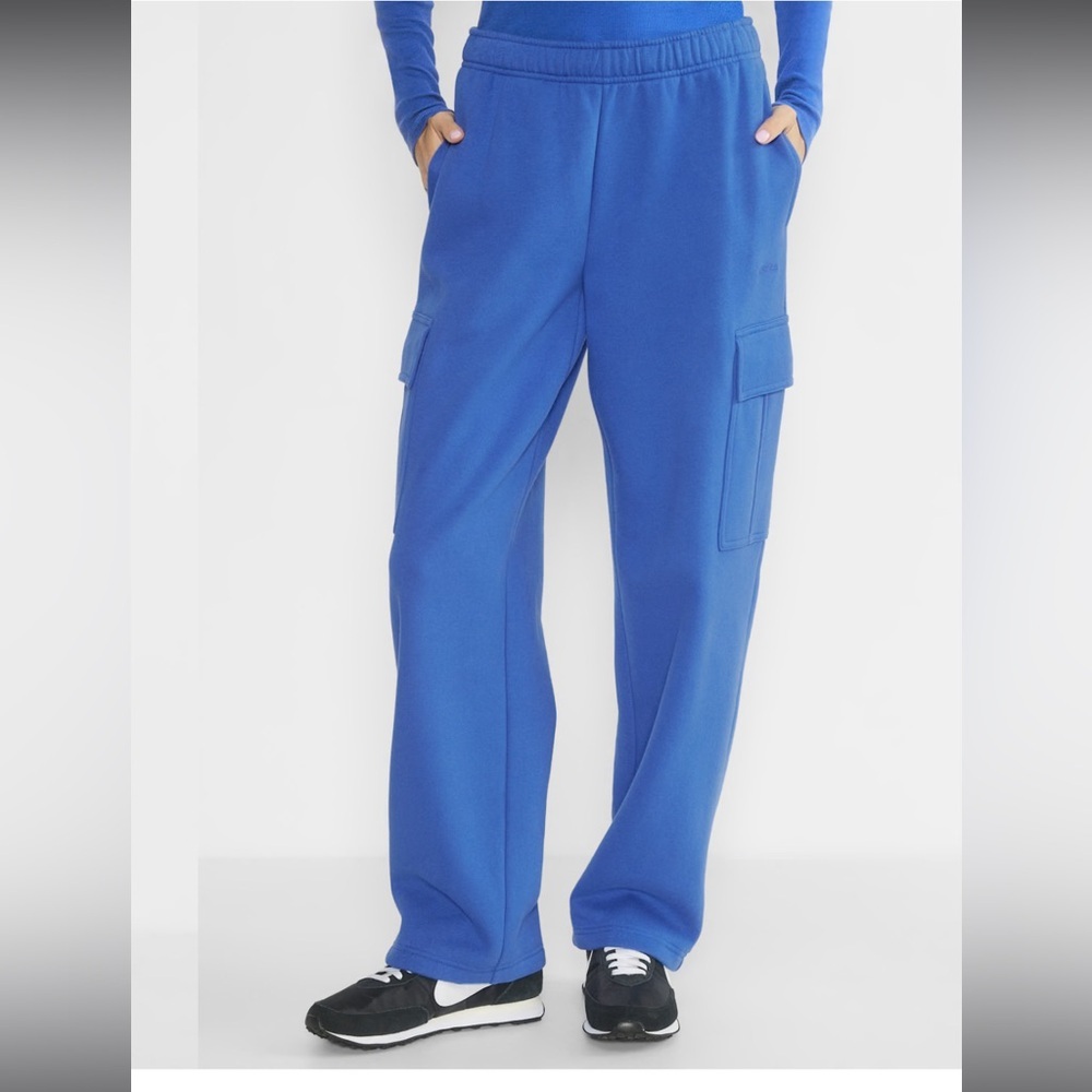 Aritzia TNA Sweatfleece Cozy Fleece Cargo Mega Fit Sweatpants in Jazz Blue, NEW - Picture 17 of 17